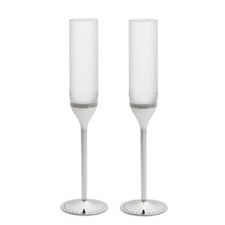 Vera Wang Wedgwood Grosgrain Silver Giftware Toasting Flute Pair