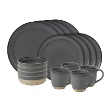 ED Ellen DeGeneres crafted by Royal Doulton collection - 16 Piece Set Brushed Glaze Charcoal Grey