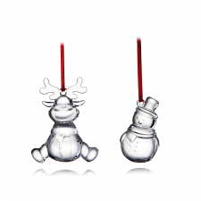 Rudolf and Snowman Ornaments Set 
